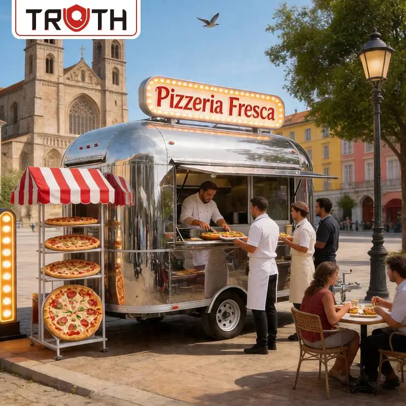 Mobilný kuchynský príves na pizzu s koncesným jedlom